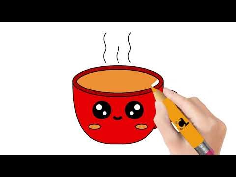 Cute Coffee Cup Drawing for Kids | Easy Step by Step Coloring Tutorial ☕🎨