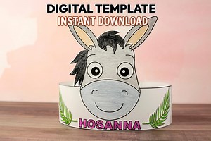 Palm Sunday Donkey Paper Hat Craft Printable | Hosanna Headband | Christian Easter Activity for Kids - Etsy Canada