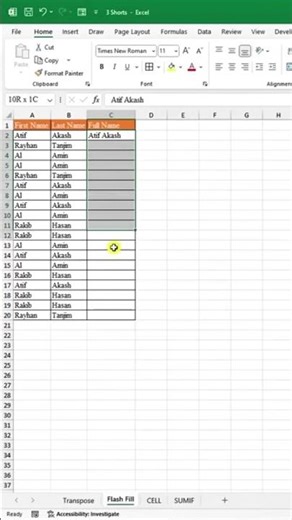 Flash Fill in Excel Excel Interview Trick #exceltips #excel #exceltricks #banglatutorial
