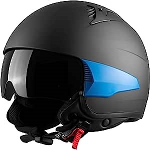 Westt Rover Motorcycle Helmet - Open Face Moped Helmet Retro Style for Motorcycle Scooter Harley with Sun Visor - 3/4 Helmet DOT Certified USA Street Legal Matte Black Size S (20.86-21.25 in)