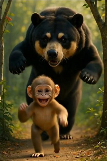 Playful Monkey and Bear’s Forest Adventure 🐵🐻 | Cute Animal Friendship