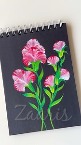 ❣️💯🌺Happy Vibrant WHITE & RED CARNATIONS flower painting, using super fun brush strokes, and acrylic paints🎨❣️🎊✨🎉🫶🥰 #whiteandred #carnations #painting #vibrantflowers #trendingreelsvideo #fun #brushstrokes #Wow #happy | Zaaris