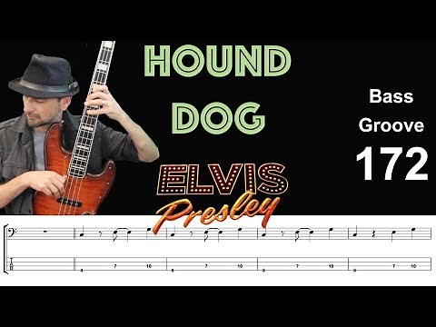 I HOUND DOG (Elvis Presley) How to Play Bass Groove Cover with Score & Tab Lesson