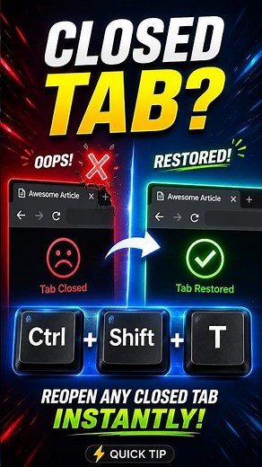 Closed a Tab by Accident? Reopen It Instantly! (Ctrl + Shift + T) #techtips
