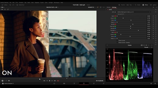 在DaVinci Resolve中使用RGB分色调DCTL模拟胶片特性