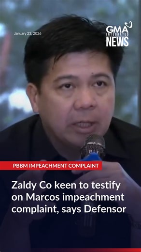 ZALDY CO VS PBBM? According to former Representative of Anakalusugan Mike Defensor, former Congressman Zaldy Co is willing to testify on the third impeachment complaint against President Ferdinand Marcos Jr. "Zaldy Co is willing to testify on our behalf doon sa graft and corruption issue at sa lahat na nalalaman niyang bigayan ng pera, maging yung pagkaayos ng budget in the unprogrammed allocation," said former partylist lawmaker Michael Defensor, one of the complainants of the third impeachment
