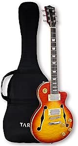 TARIO Electric Guitar cherryburst semi hollowbody quilted maple top Okoume Body Maple Neck with Bag