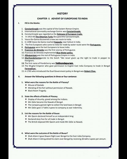 10th Social Science Chapter-1 Advent of Europeans to India #sslc #notes