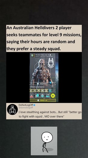 Helldivers 2 player looks for teammates for level 9 bot missions #helldivers2