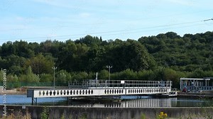 Sewage or wastewater treatment plant clarifier skimmer turning slowly