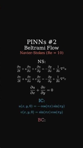 PINNs #2 : Beltrami Flow (Navier-Stokes, Re=10)