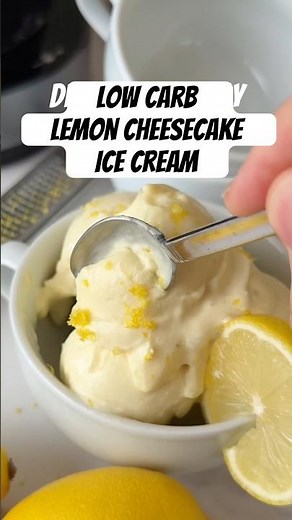 Low carb lemon cheesecake ice cream ninja Creami recipe. #ninjacreami #lowcarb #icecream