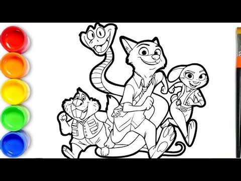 Zootopia 2 Drawing - How to Color Nick Wilde, Nibbles, Gary De Snake & Judy Hopps