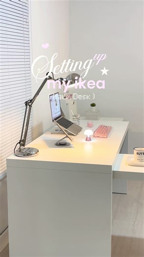unbox my IKEA MALM desk for my new setup ❤︎ seneng deh bisa upgrade setup baroo jadi lebih usefull bisa di tarik masuk tarik masuk ✨ #desksetup #deskspace #ikea #aestheticdesk