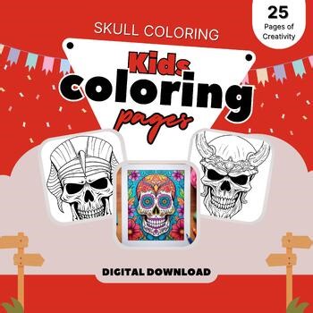 Skulls: 25 Fun Coloring Pages for Kids and Adults