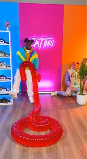 Eating the World's Largest Gummy Worm... but it fought back. 🪱🍬