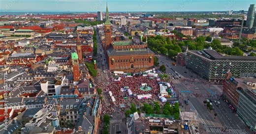 Aerial view over the old city center of Copenhagen, Denmark