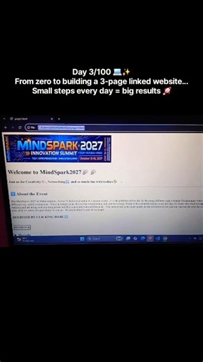 Day 3/100💻 | Built a 3-page website using HTML🚀#coder #html #life #love #trending #viral #support