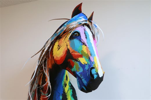 DIY Papercraft Horse Wall Art — 3D Model   Printable Coloring