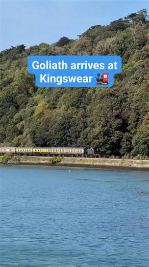 🚂 GOLIATH ARRIVES AT KINGSWEAR 🚂 5239 Goliath arrives at Kingswear Station on the Dartmouth Steam Railway. The GWR 5205 Class locomotive was hauling a passenger service from Paignton. You can see it skirting around the Dart estuary before passing the level crossing and entering the station. Built in Swindon and completed in 1924, the loco was based at Neath for all its working life, hauling heavy coal trains in Wales. It was withdrawn in 1963 and sent to Barry Scrapyard, where it stayed for 10