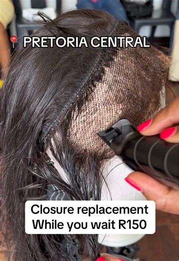 Bring your old wig for a closure replacement. We'll do the service while you wait. Please make sure your old bain isement FRESHLY WASHED huns While you wait R150 Other Same day wig making service, closure replacement, wig adjustments, wig bob cutting, straightening Address & contacts in bio #southafricatiktok🇿🇦