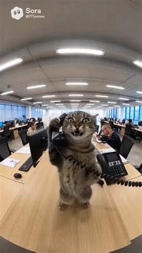 This cat at the office losing patience with a client 📞🐱 Corporate life hits different. #cats #animals #pets #office #work #funny #viral #reels | 777Pets Global