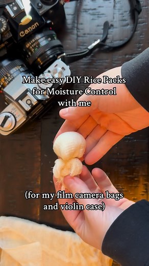 DIY rice packs for moisture control 🌊 I love using these for my film camera bags and violin case. During summer, change them out more often. Enjoy! 🎶📸🎞️🎻 #diy #film #musician #violincase #filmphotography #babaninamusic | BABA NINA