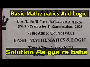 Basic Mathematics Solution BSc First Semester.