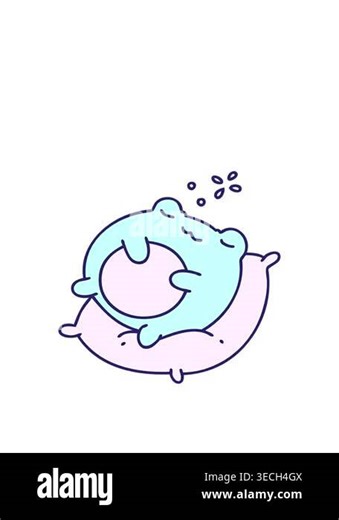 stretching up animation of cartoon of a cute frog sleeping on a pillow Stock Video Footage - Alamy