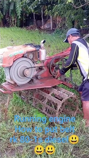Running engine How to put belt rk 80-1s diesel😃😃😃