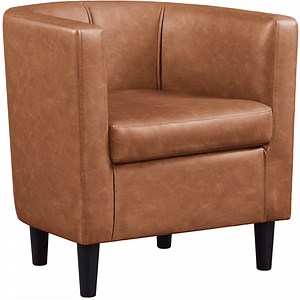 Renwick Faux Leather Upholstered Club Chair for Livingroom, Brown