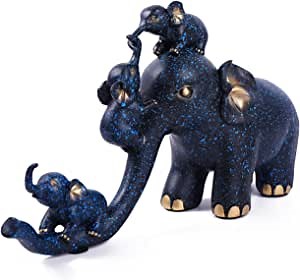 Elephant Statue, Elephant Figurines, Elephant Home Decor, Decorations for Home (Blue)