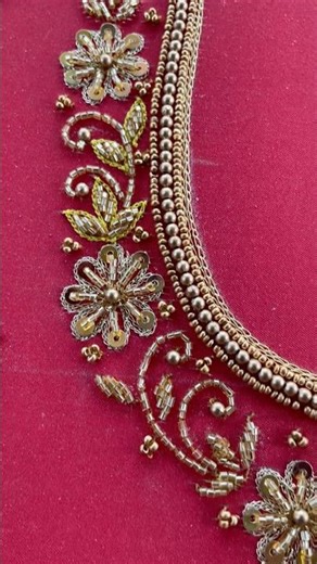 🌸Ugadi Sale Special! Is This the Most Royal Gold Aari/Maggam Bridal Blouse Embroidery on Red Silk?