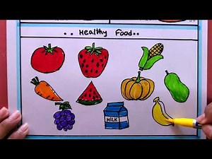 How To Draw healthy food Step By Step/healthy food Drawing