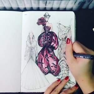8K views · 546 reactions | Sketching video of Alexander McQueen #SavageBeauty V&A fashion illustration on McQueen Fashionary! Check it out with HD version | fashionary | Facebook