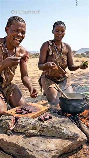 Hadzabe Tribe Traditional Python Feast! #tribalfeast #africanculture #africanfeast