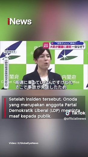 Menteri Keamanan Ekonomi Jepang, Kimi Onoda, menjadi sorotan publik setelah videonya berlari menuju rapat kabinet viral di media sosial. Dalam video yang beredar menunjukkan Onoda melompat keluar dari taksi sambil membawa tas lalu berlari menuju ruangan tempat rapat kabinet berlangsung. Sebelum tiba di ruang rapat, Onoda tampak bersusah payah menuruni tangga. Saat bersamaan, kamera menangkap momen ketika Perdana Menteri Jepang, Sanae Takaichi, memasuki ruang rapat. Setelah insiden tersebut, Onod