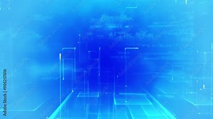 gradient vibrant blue 3d rendering tech atmosphere textured background, connected points connection networking communication lines web code app e-commerce Stock Video