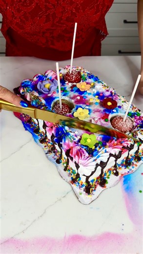 This cake hack is life changing🤯 I cut up an old dress to design this life changing cake hack. I added edible spray glitter, decorations, and sprinkles. This is a great idea for an upcoming birthday party! | The Jenn Show
