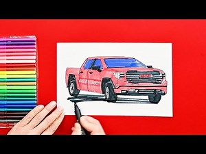 How to draw GMC Sierra pickup truck