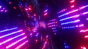 Audio visualization in the form of luminous waves. Infinitely looped animation.