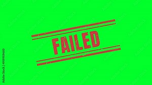 Failed stamp stamp with red ink animation on green scren background. Rubber stamp with grunge texture, motion graphics, animation, footage, 4K