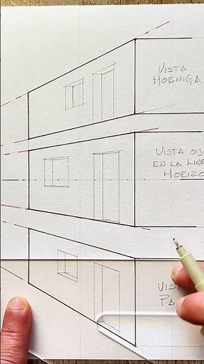 Doors and windows in perspective, one vanishing point. Full video on my YouTube channel.