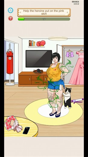 Tricky Puzzle: Brain Quest - Level: FAT GIRL - Help the heroine put on the pink skirt.