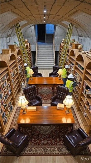 Luxury Underground Library Transformation Timelapse | Secret Book Sanctuary | #bunker #ai #shorts