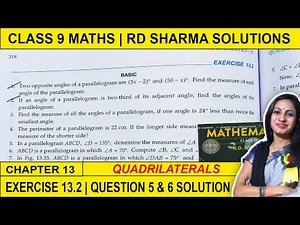 RD Sharma Class 9 Maths Exercise 13.2 Ques 5 & 6 Solutions | Class 9 Math Chapter 13 Quadrilaterals