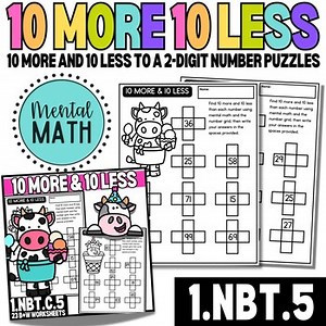 1st Grade 10 More and 10 Less to a 2-Digit Number | Ice Cream Party Theme