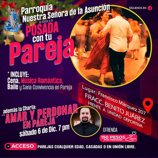 4.4K views · 43 reactions | Vive una noche de Sana convivencia con tu Pareja. ☎️ Registro e Inf. 618 219 3593 y tmb puedes llenar el ✅ formulario de inscripcion en el primer comentario. | Parroquia de Nuestra Señora de la Asunción | Facebook