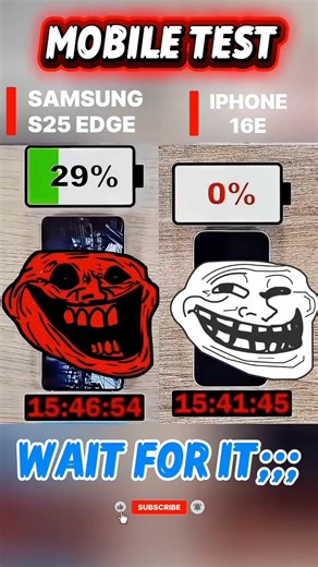 ⚡☠️SAMSUNG S25 EDGE VS IPHONE 16E BATTERY TEST!!#samsung #iphone #tech