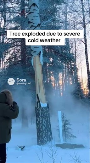 The trees are exploding due to colder weather #snowstorm #freezingweather #youtubeshorts #fypシ